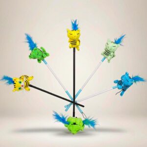 Feather Chase Cat Toy Set Colorful cat teaser wands and plush toys