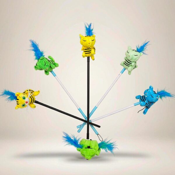 Colorful cat teaser wands and plush toys