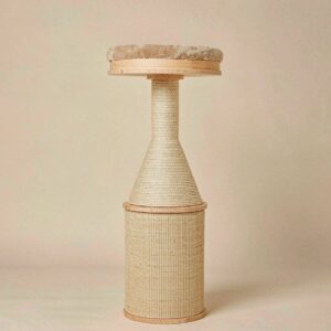 Light-wood cat tree with sisal rope scratching posts